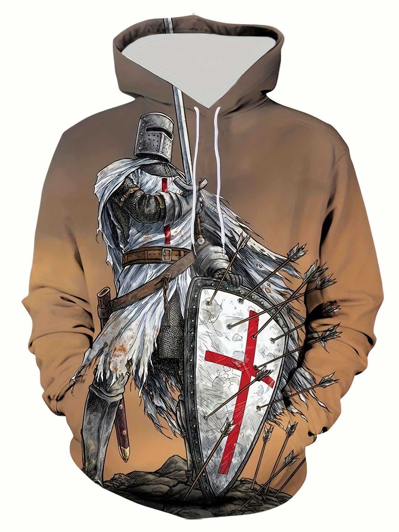 Men's Soldier 3D Print Hoodie Kangaroo Pocket Loose Pullover