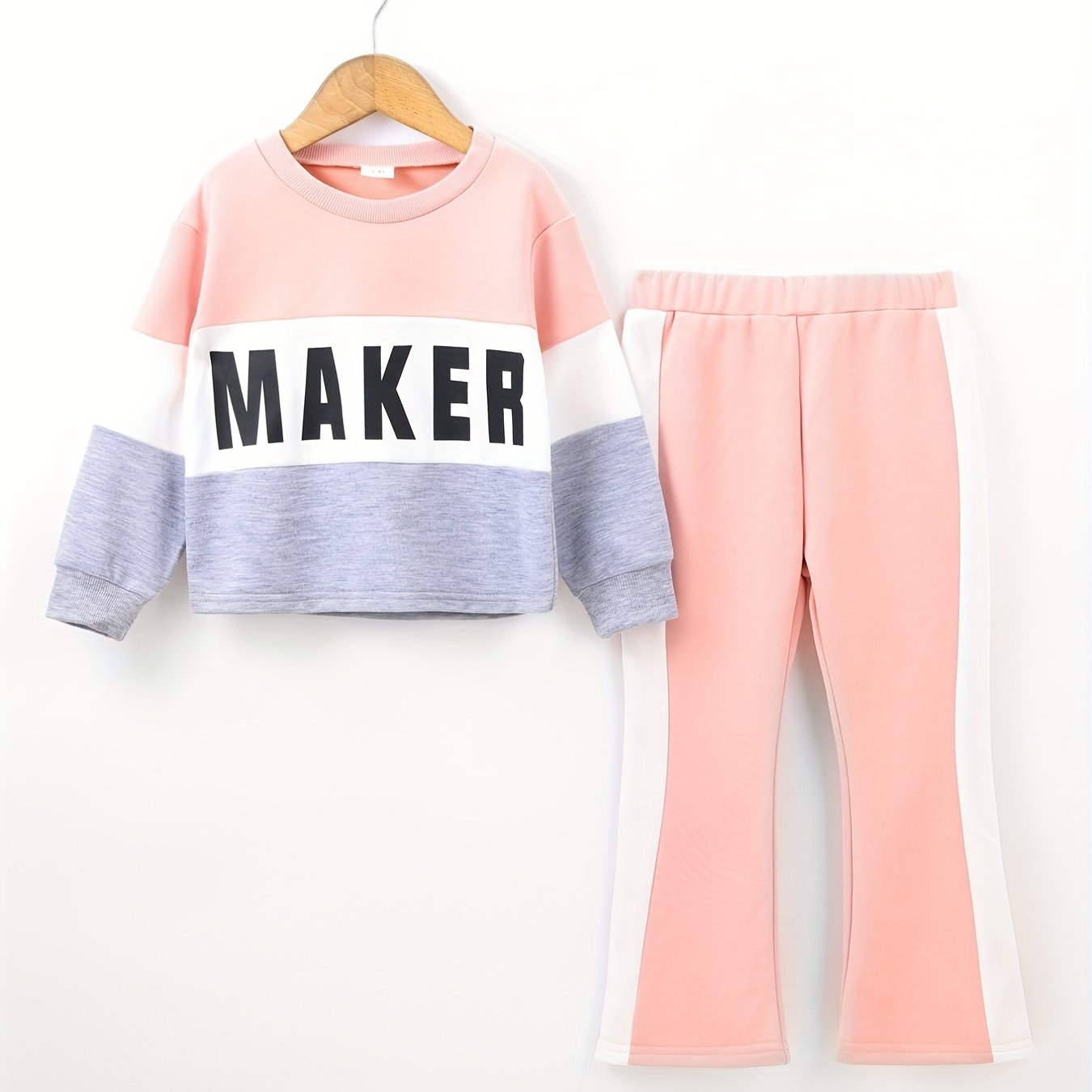 Toddler Girl's MAKER Print 2pcs Outfit Set for Spring Fall