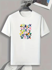 Men's Alphabet Pattern T-shirt for Outdoor Activities