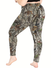 Sports Leggings Women's Plus Branch Print High Waisted Stretchy