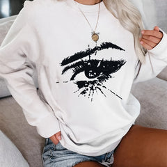 Eye Graphic Print Sweatshirt Long Sleeve Women's Clothing