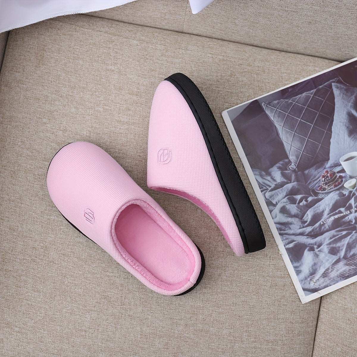 Plush Lined Slippers Soft & Warm Non Slip Memory Foam Shoes