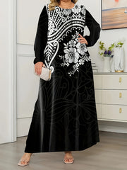 Floral Print Long Sleeve Maxi Dress