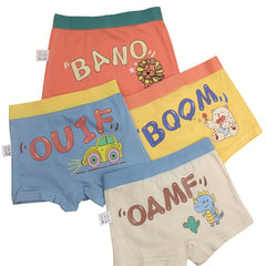 Boys Cartoon Dinosaur Car Bear Boxer Briefs Underwear