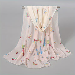 Butterfly Print Scarf Gradient Thin Shawl Windproof Head Wrap