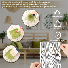 8pcs Abstract Texture Stencils For Painting Wood Grain Crackle Marble Bricks