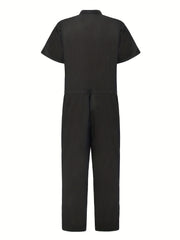 Men's Zipper Overalls Jumpsuit Casual Short Sleeved Work Clothes