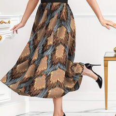 Abstract Print Maxi Skirt High Rise Elastic Waistband