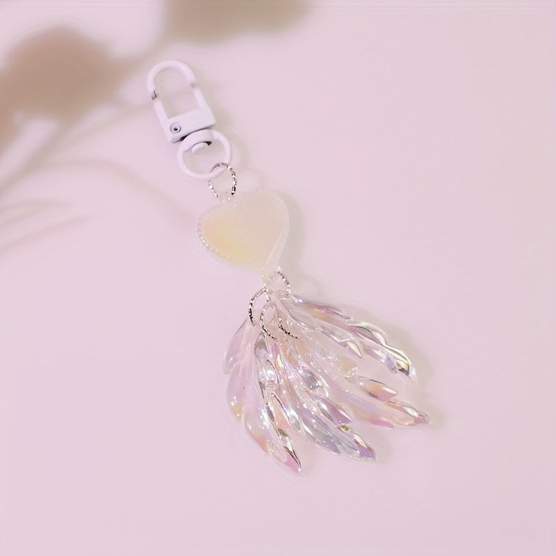 Luminous Love Feather Pendant for Women, Bag Mobile Phone Car Keychain