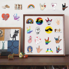 ASL Stickers: I Love You, Be Kind, Rock Gesture Stickers - 50 PCS