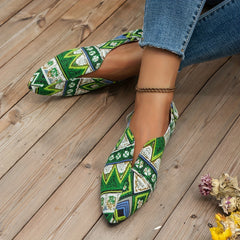 Colorblock Buckle Boho Mules Flat Shoes