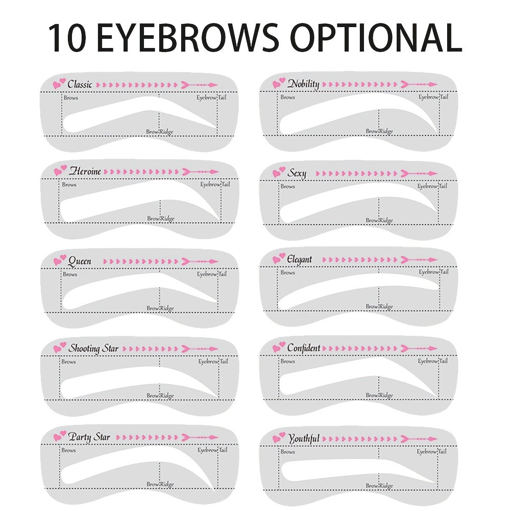 10Pcs Eyebrow Stencils Kit Professional Portable Shaping Stencils