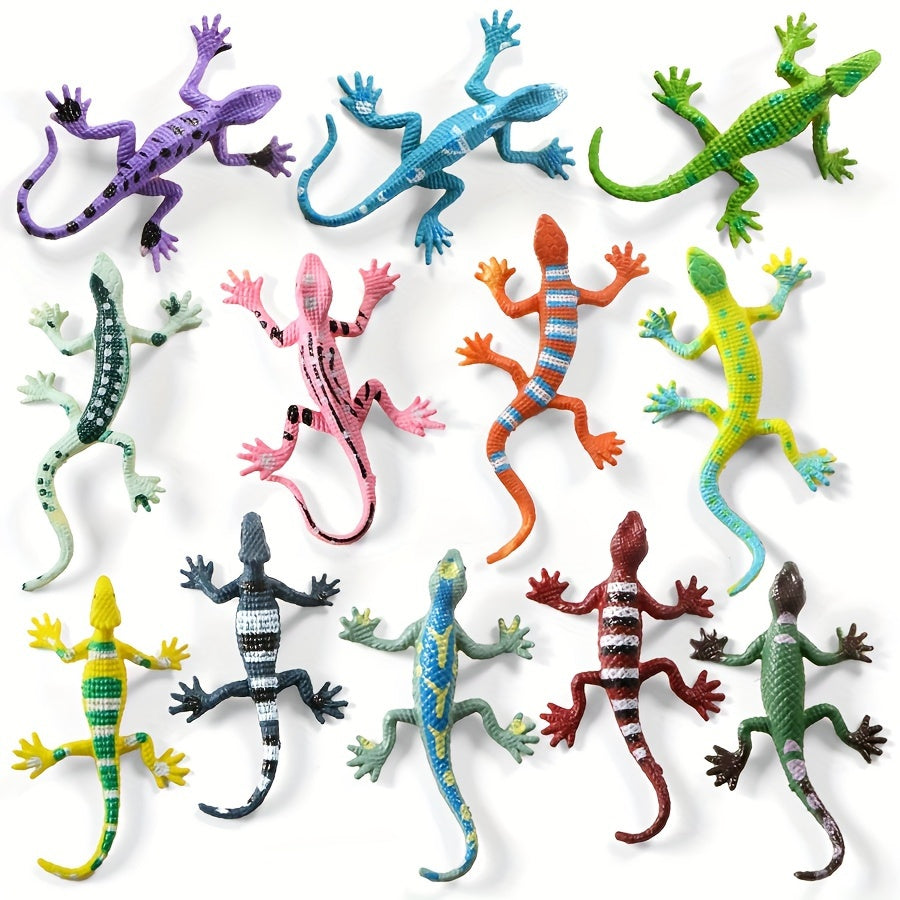 12pcs PVC Mini Lizard Figurine Set for Birthday Decor Party Favors & Halloween
