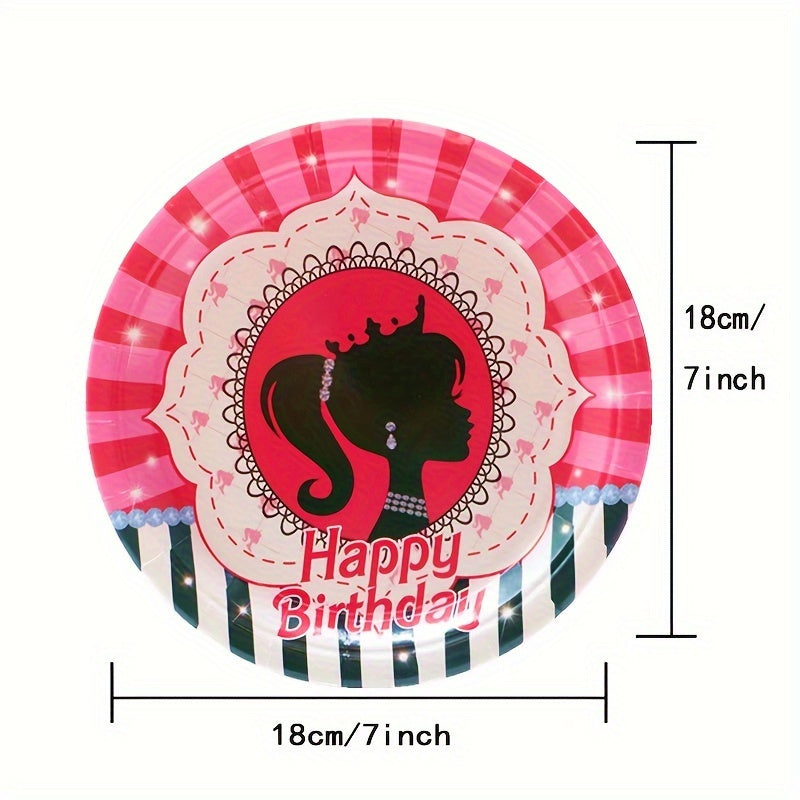 20 Pink Party Plates Princess Birthday Plate Set Cake Paper Dessert Decorations
