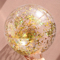 PVC Inflatable Sequin Beach Ball Water Pool Toy Transparent Glitter