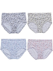 4 Pack Plus Size Panties Set Women's Plus Ditsy Floral Print High Waist