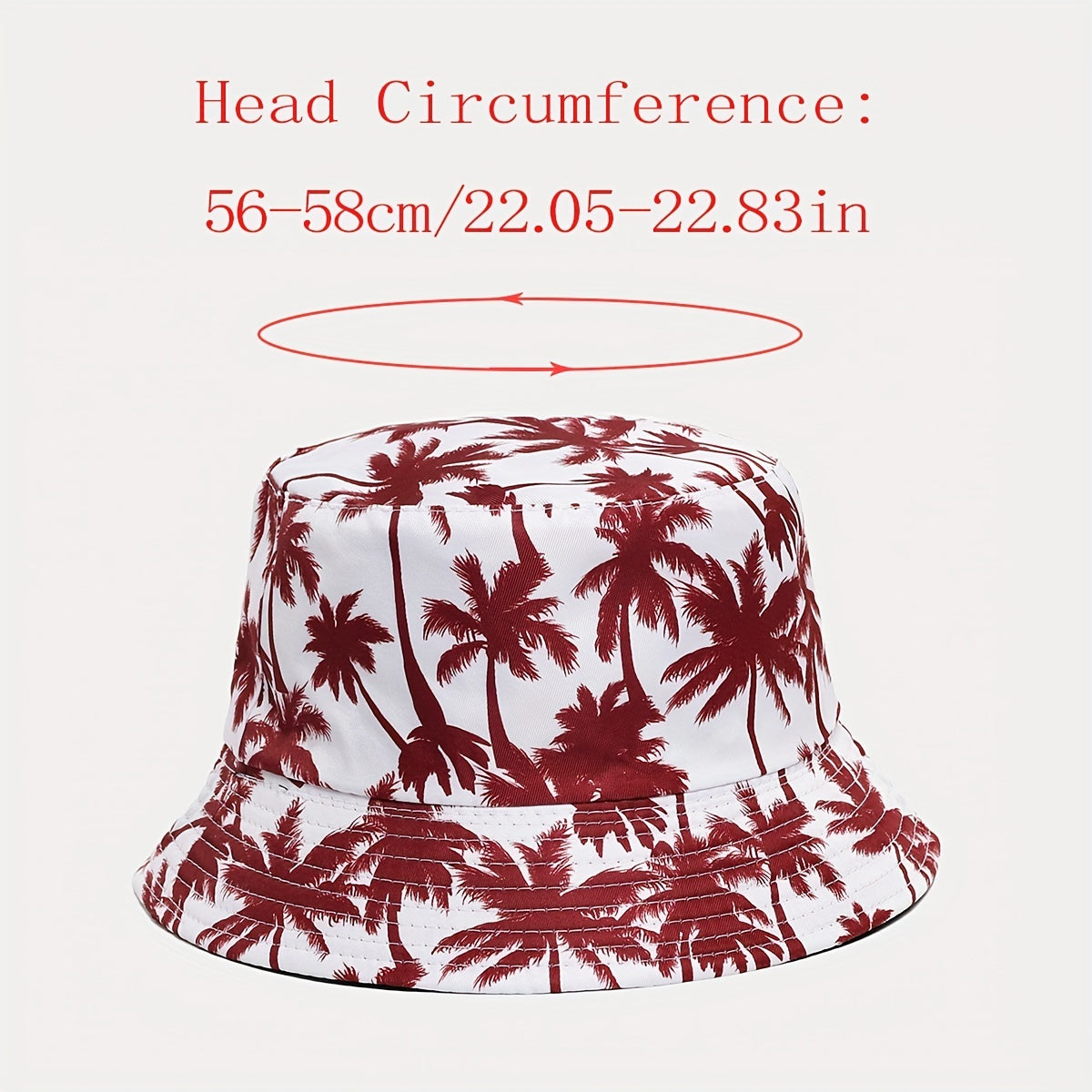 Coconut Tree Print Reversible Bucket Hat for Summer Beach Vacation