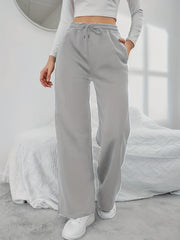 Wide Leg Drawstring High Waist Sweatpants
