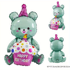 1pc 4D Sitting Cake Bear Cartoon Balloon Decoration