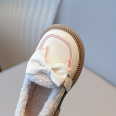 Bowknot Plus Fleece Winter Shoes For Girls