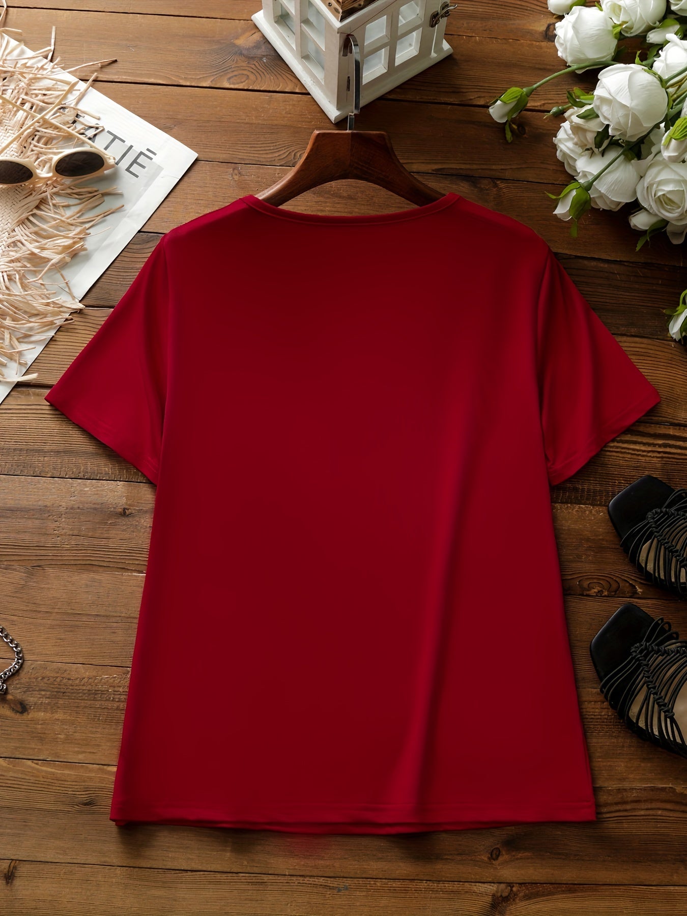 Print Casual Two piece Set Crew Neck Tee & Shorts Outfits Women's Clothing