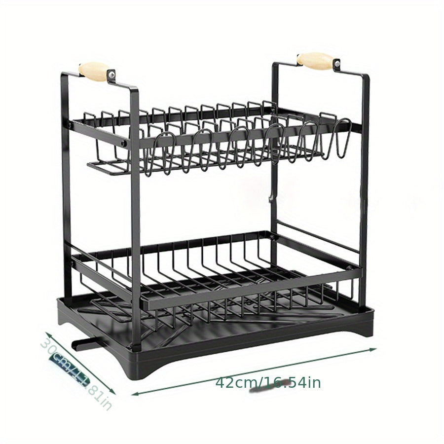 2 Tier Dish Drying Rack with Cup Holder