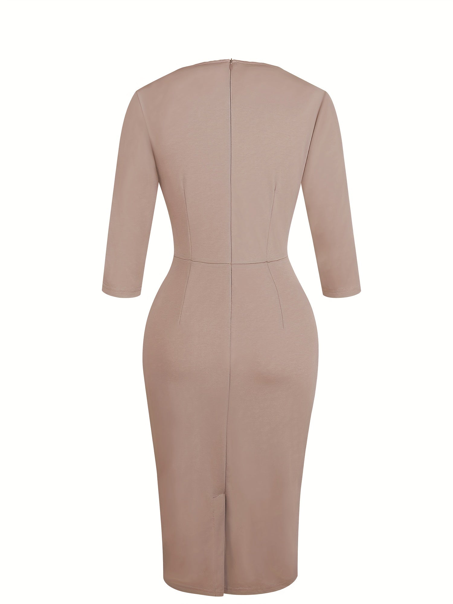 Half Sleeve Bridesmaid Dress Crew Neck Knee Length Dress For Party