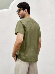 Men's Short Sleeve Shirt with Chest Pocket for Summer