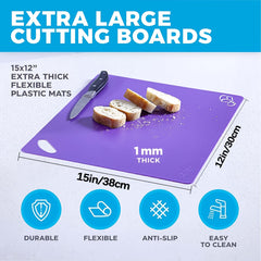 6pcs Thick Flexible Cutting Mat w/ Colored Food Icons