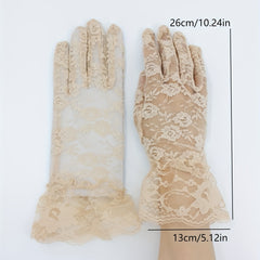 Lace Gloves Short Full Finger Gloves Wedding Evening