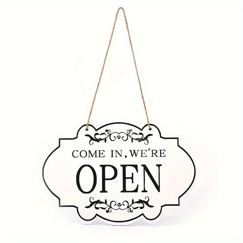 Double Sided Wooden Door Plate - OPEN CLOSED Sign