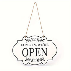 Double Sided Wooden Door Plate - OPEN CLOSED Sign