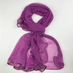 Purple Sparkling Lace Thin Scarf Vintage Breathable Shawl Women Head Wrap Turban