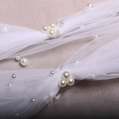 Long Bridal Veil with Faux Pearl Accents
