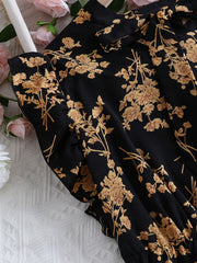 Floral Print Ruffle Sleeve Bow Knot Dress