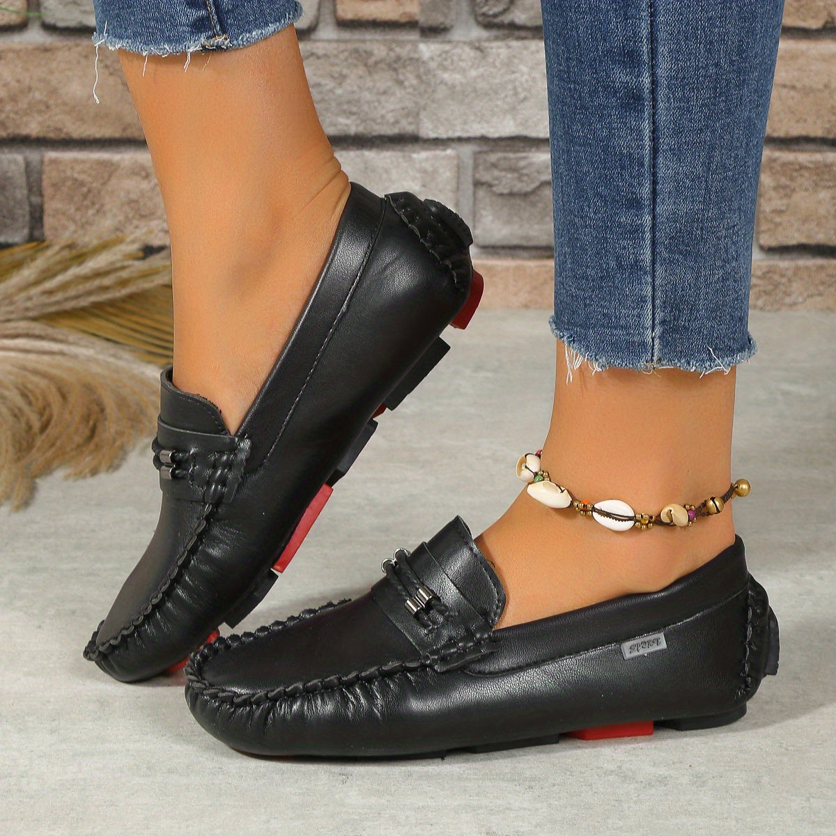Women's Solid Flat Loafers Slip On Low Round Toe Soft Sole Lightweight Shoes