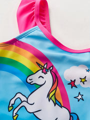 Toddler Girls Rainbow Unicorn One Piece Swimsuit