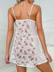 Floral Lace Slip Sleep Dress V Neck Nightdress