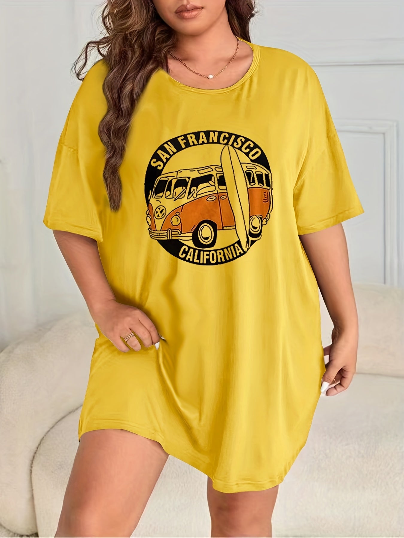 Retro Nightdress Plus Size Women's Sleep Dress