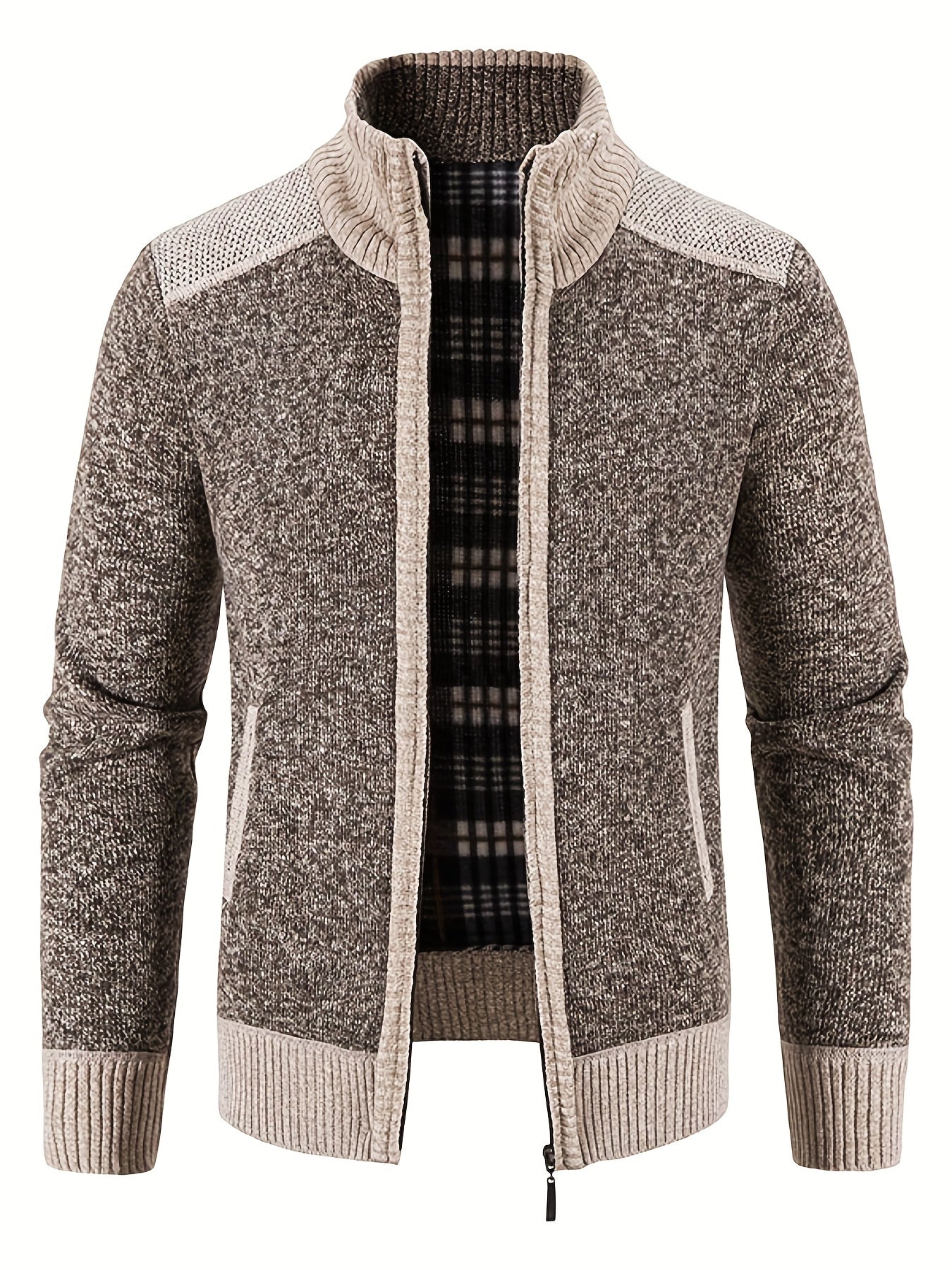 Men's Casual Full Zip Cardigan Knitted Sweater Coat With Pockets