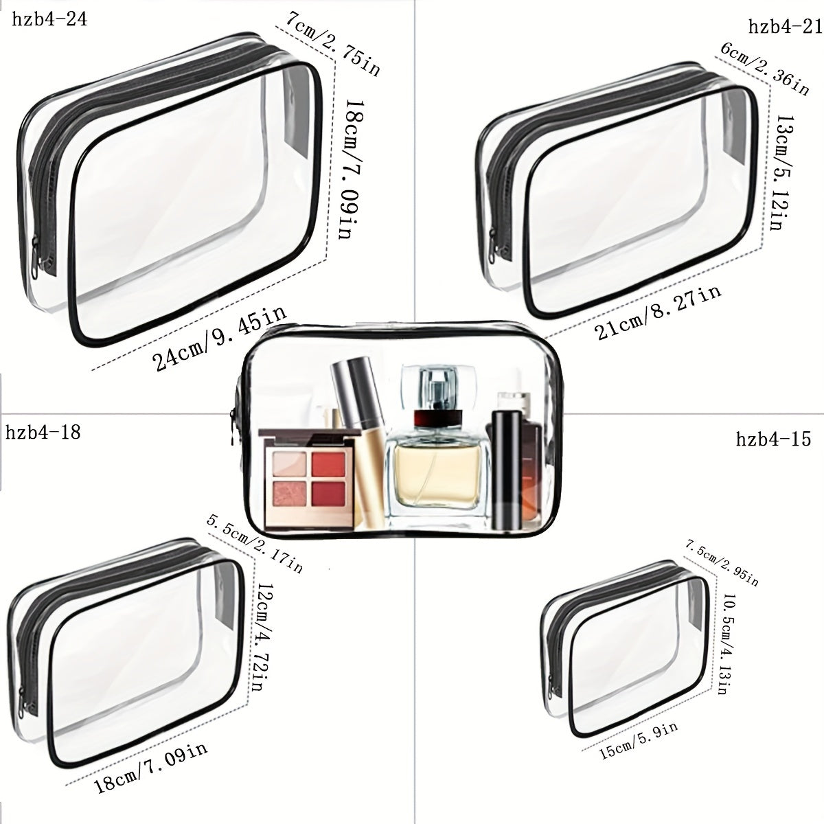 Waterproof Clear Cosmetic Bag Portable Travel Storage PVC Zipper Toiletry Pouch