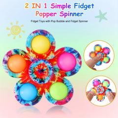 Colorful Tie Dye Fidget Spinner Toy Stress Relief Magic Popper Fun Party Favors