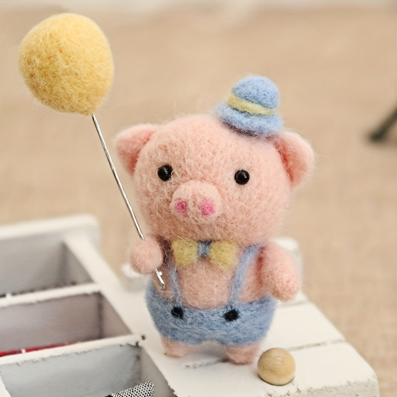 Pig Needle Felting Kit for Beginners - DIY Wool Felt Animal Set