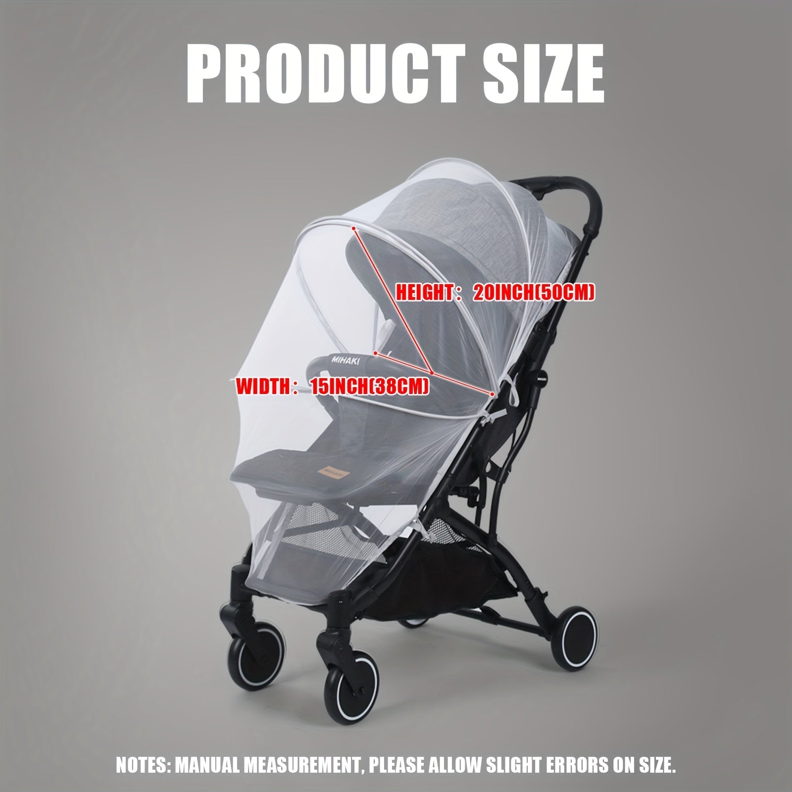 Foldable Mosquito Net for Stroller, Full Cover, Double Zipper