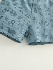 2pcs Baby Boys Animal Print Tank Top & Shorts Set for Summer