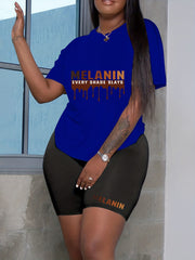 Women's Plus Size Letter Print 2 Piece Set