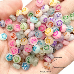 100Pcs 4x7mm Glow In The Dark Acrylic Beads Round Loose Beads DIY Jewelry