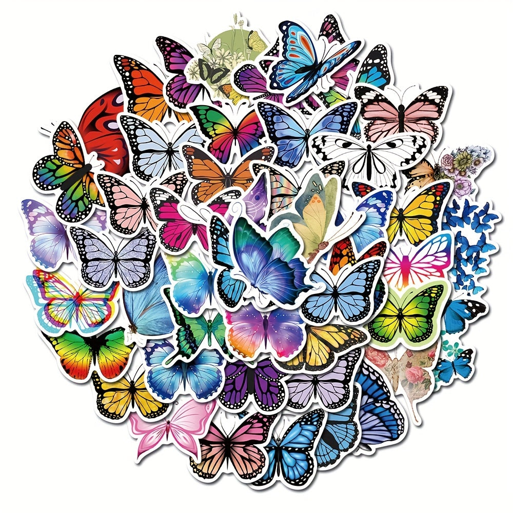 50pcs Butterfly Stickers Laptop Phone Skateboard DIY Notebooks Scrapbooks