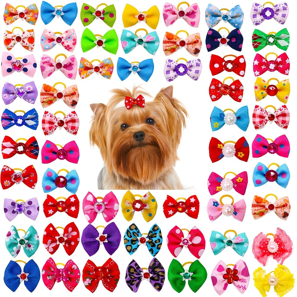 10pcs Pet Headflower Bow Layered Dog Ornaments and Cat Accessories