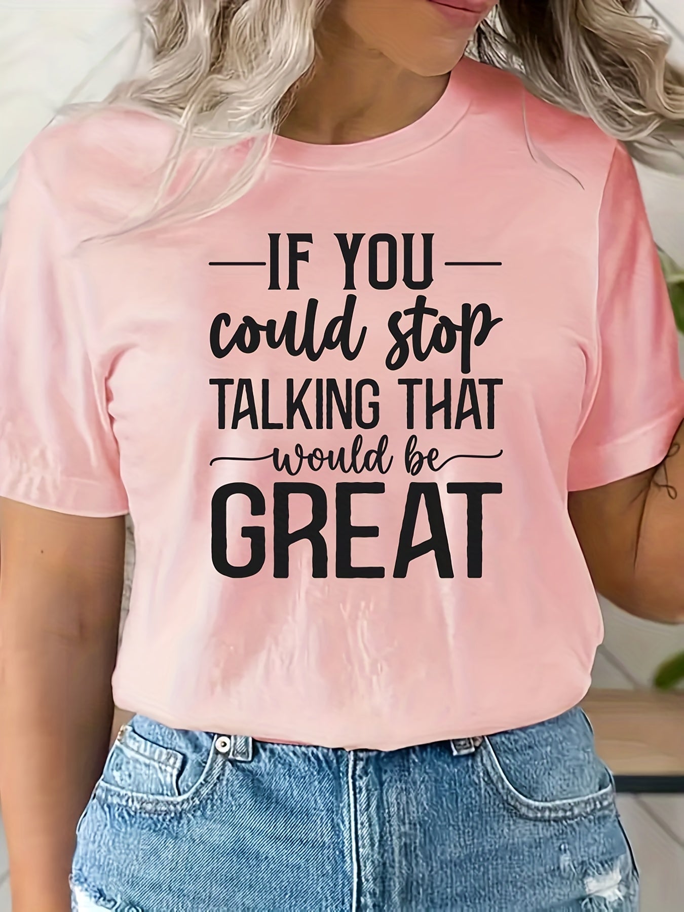 Letter Graphic Tee Round Neck Casual Sports TShirt Women's Summer Tops